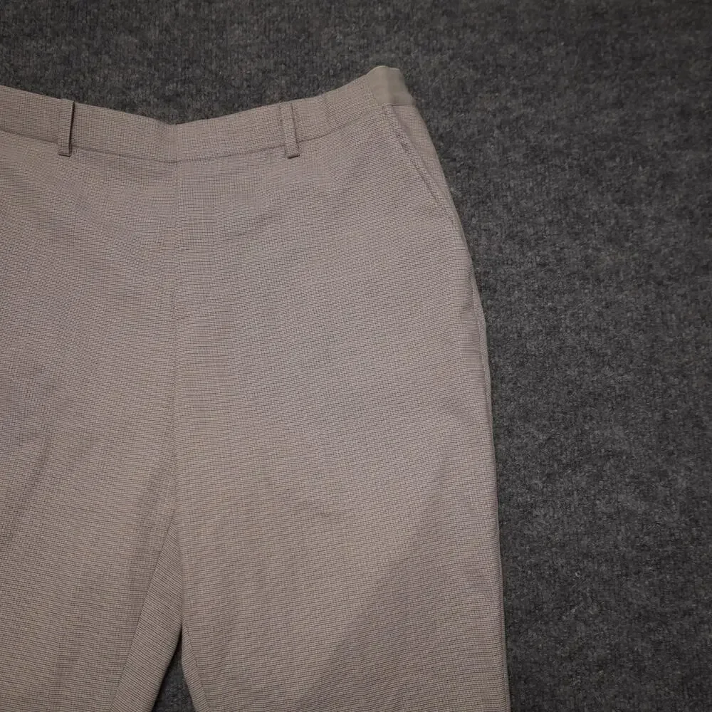 Uniqlo Dress Pants Mens 31x29 Beige Check Slim Fit Stretch Elastic Waist Office